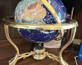 Lapis Lazuli and Brass Gemstone Globe