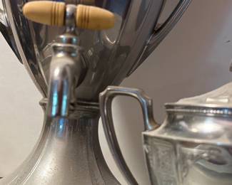 Universal Landers Frary Clark "Sunburst" Style Coffee Urn, Sugar Bowl, and Creamer Set