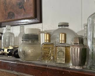 Assorted Vintage Perfume Bottles and Glass Jars