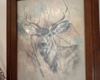 K. Maroon 'The Silent Buck' Watercolor Painting