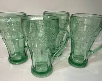 Coca-Cola Green Glass Mugs