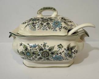 Floral Pattern Soup Tureen with Ladle - Royal Sealy Style