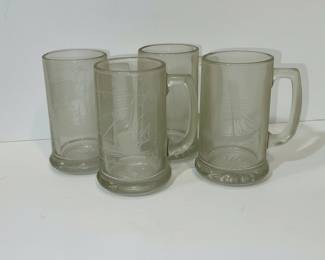 Columbus Voyage Etched Glass Mugs