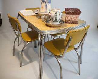 Mid-Century Formica Dinette Set with Chrome Chairs