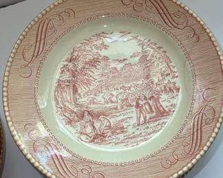 Red Transferware Dinnerware Set