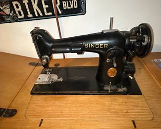 Singer Sewing Machine with Wooden Cabinet