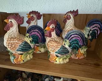 Ceramic Rooster Cookie Jars and Figurines