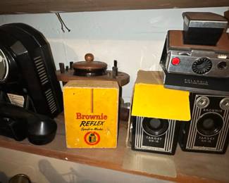 Assorted Vintage Cameras, Rotary Telephones and More