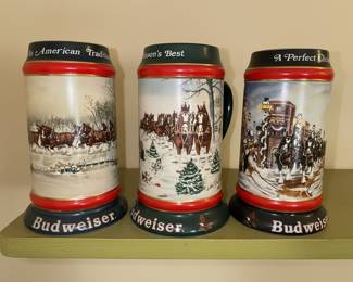 Budweiser Holiday Clydesdale Beer Stein Collection