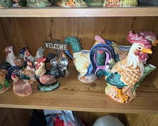 Ceramic Rooster Cookie Jars and Figurines