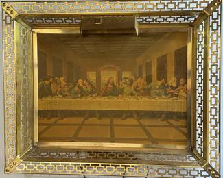 Vintage Last Supper Picture Wall Hanging Light Up Framed