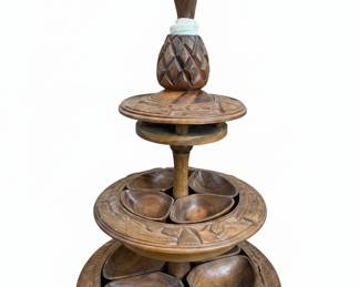 3-Tier Lazy Susan Server with Pineapple Finial