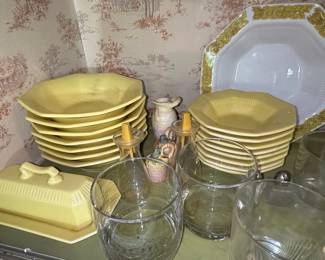 Independence Ironstone Interpace Japan Yellow Ware Cups and Bowls