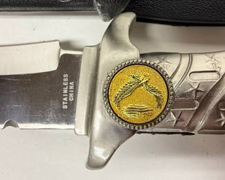 Stainless Steel Hunting Knife with Eagle Emblem