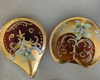 Murano Bohemian glass trinket dishes