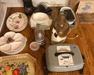 kitchen appliances and serving dishes