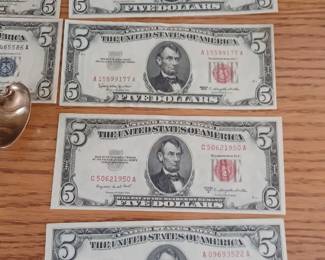 red label 5.00 bills