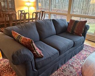 Highland House three cushion navy blue sofa