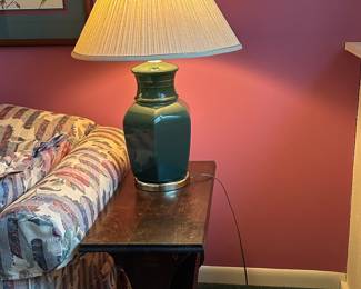 antique green ceramic table lamp