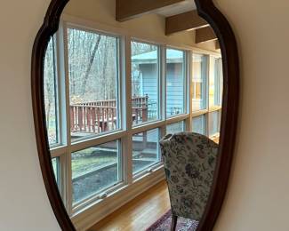 antique mirror with carved wooden frame