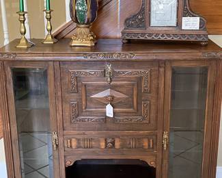 ANTIQUE SIDEBOARD WITH GLASS DOORS