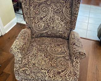 WING BACK RECLINER WITH PAISLEY FABRIC