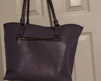 Floral purple leather purse back