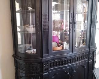 Scroll work  with glass china hutch/cabinet