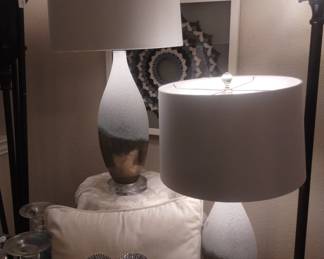 silver and white lamps