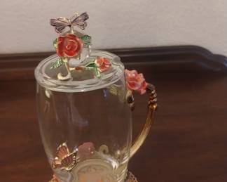 Flower tea cup red rose