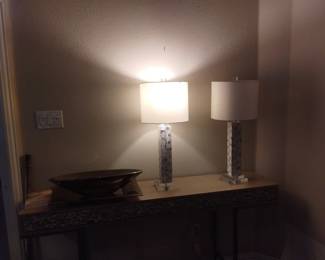 Beautiful faux silver and mother of pearl lamps and shfes