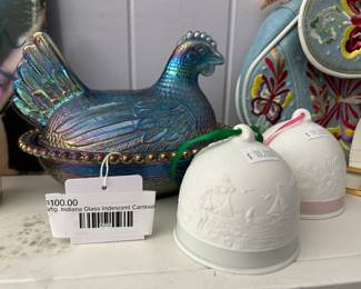 Vtg Indiana Glass Iridescent Carnival Hen 