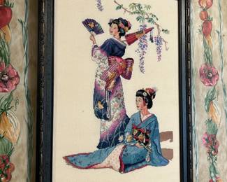 Cross Stitched Geisha Art 