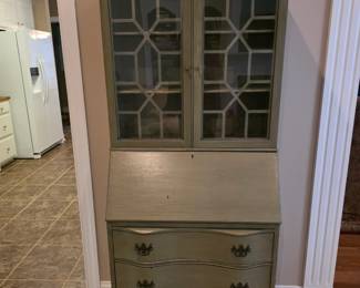 Mahagony Painted Green Antique Secretary