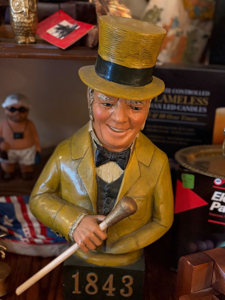 Vintage gypsum 1843 Bourbon whiskey chalk Ware WC Fields barware