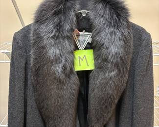 Wool coat with fox collar