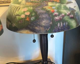 Thomas kinkade reverse painted lamp