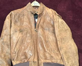 Leather bomber jacket