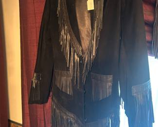 Suede and leather fringe jacket