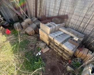 Cinder blocks, cement edging