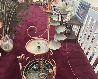 Two matching large copper water fountains 