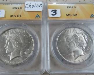 ANACS Graded Peace Silver Dollars