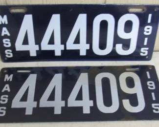 Set of 1915 Porcelain MASS License Plates