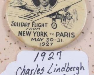 1927 Charles Lindbergh New York to Paris Button/Pin