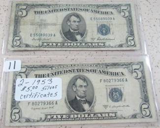 1953 $5.00 Silver Certificates