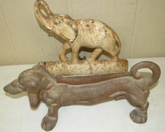 Cast Iron Elephant Door Stop & Dog Boot Scraper