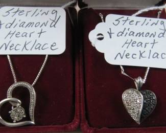 Sterling & Diamond Heart Necklaces