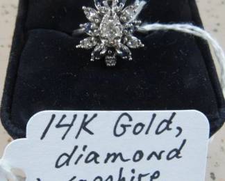 14K Diamond & Sapphire Ring