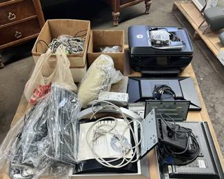 keyboards, monitors, speakers, mouses, printer, misc. cables