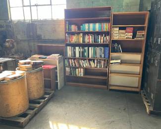 bookcases, misc. books, vintage cigar boxes